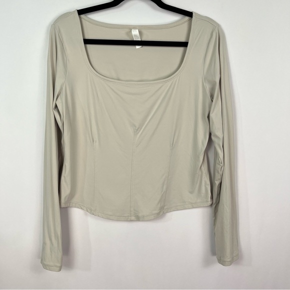 2/$30 Nordstrom Zella Square Neck Athletic Top Grey sz Large - Picture 1 of 7